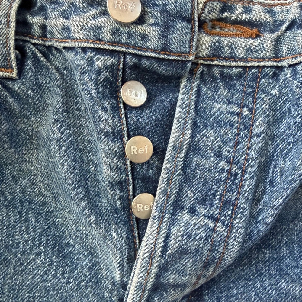 Reformation Mid Crop Flare Jeans Baltic Wash Blue Button Fly Raw Hem Size 28 - Picture 12 of 12